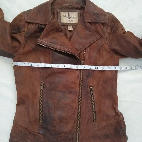 Wilsons Vintage leather biker asymmetric moto quilted shoulder distressed - Picture 5 of 7